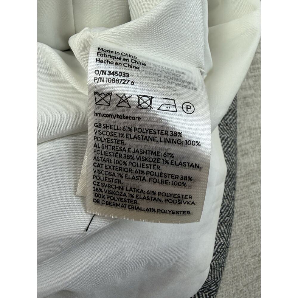 H&M Women’s Small Gray Herringbone Double Breasted Longline Blazer Jacket - Picture 5 of 8